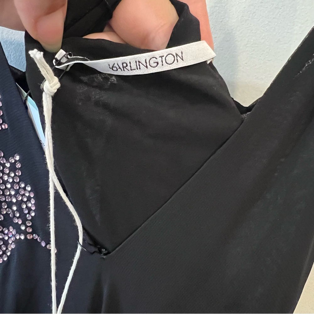 16arlington Jaishi V-Neck Crystal-Embellished Midi Dress Black Pink Size 6 Nwt! — image 7 of 8